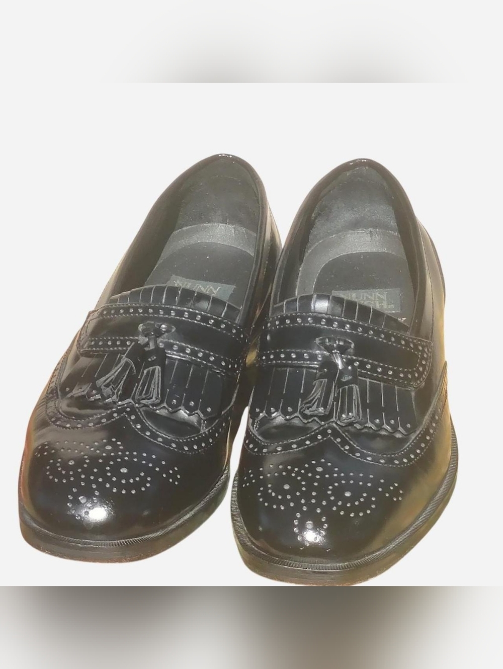Nunn Bush Black Dress Flex Tasseled Wing Tip Loafer Men Leather Dress Shoes 8.5M
